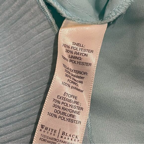 White House black market solid Blue sleeveless spaghetti strap ruffles blouse L - Picture 4 of 12